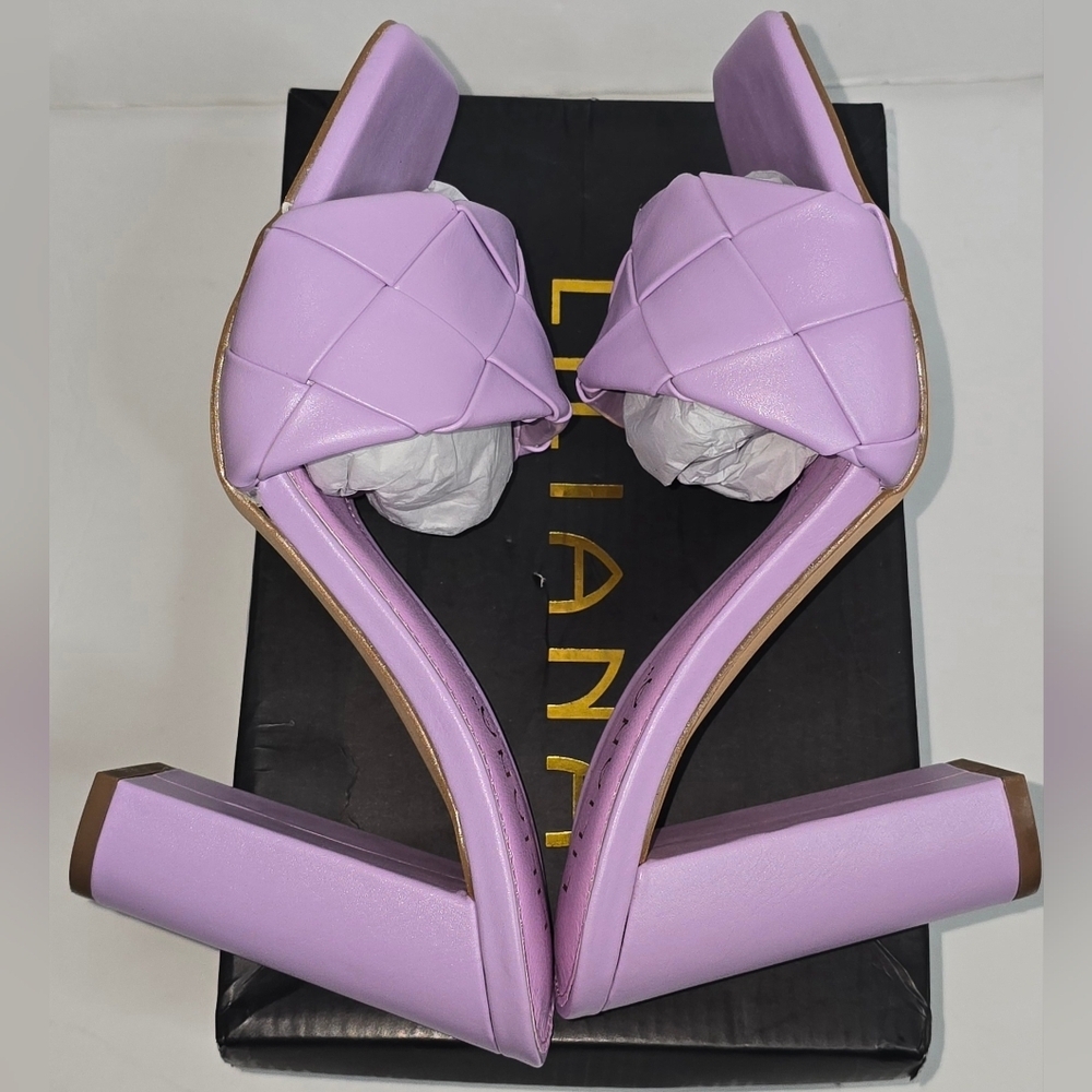 Liliana Lavender Chunky Platform Heel Basket Weave Cover Slip On Size 8 - Picture 4 of 7